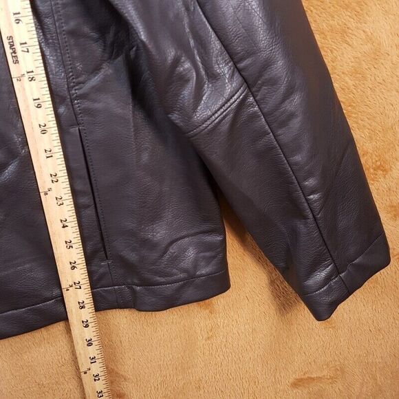 SEFR Mens Jacket XL Coffee Brown Button Up Faux Leather FRANCIS $485 - Picture 10 of 11